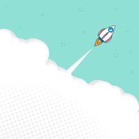 rocket launch with space flat design vector background