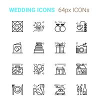 Boda pixel iconos perfectos vector