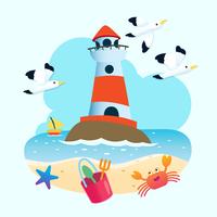 Lighthouse and beach vector