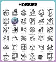 Hobbies and interest detailed line icons vector