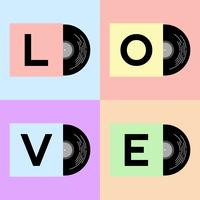 Vinyl cover with LOVE word vector