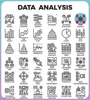 Concepto de análisis de datos detallados iconos de línea vector