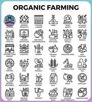 Organic farming concept detailed line icons vector