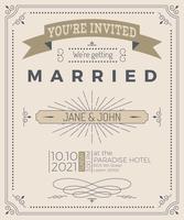 Vintage wedding invitation card vector