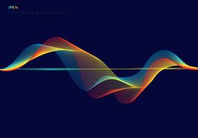 Líneas de onda de ecualizador digital colorido abstracto en concepto de tecnología de fondo azul oscuro