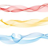 El conjunto de la onda lisa colorida abstracta alinea rojo, amarillo, azul en el fondo blanco. vector