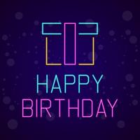 Happy Birthday Neon Signboard Vector Illustration