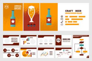 Informe anual de la compañía de cerveza artesanal, cubierta de A4, plantilla de presentación. vector