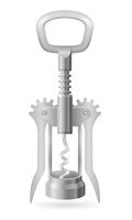 metal corkscrew for opening a cork in a wine bottle vector illustration