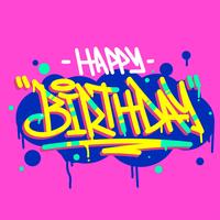 Feliz cumpleaños tipografía grafiti etiquetado estilo vector