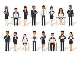 Businessman and businesswoman people in actions. vector