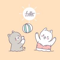 Cartoon cute cats playing ball vector. vector