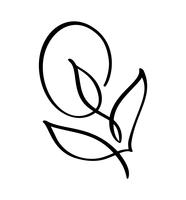 Vector la silueta estilizada de la flor de la primavera con las hojas aisladas en el fondo blanco. Señal ecológica, etiqueta de la naturaleza. Elemento decorativo para marcas médicas, ecológicas.