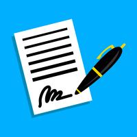 Paper Business Contract Pen Signature vector icon