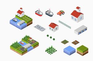 countryside with farm vector