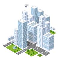 A large city of isometric urban vector