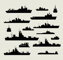 silhouettes of warships vector