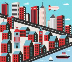 Flat city with houses vector