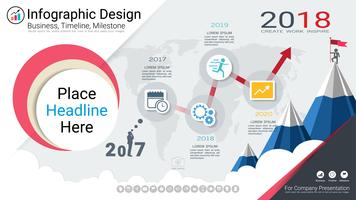 Plantilla de infografías de negocios, línea de tiempo de Milestone o Mapa de ruta con opciones de diagrama de flujo de proceso 4. vector