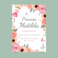 Floral And Girly Invitation Card Template vector