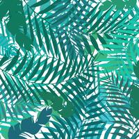 Hand drawing botanical exotic pattern with green palm leaves. Summer background.