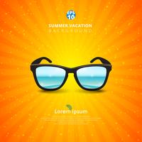 Sunglass with seascape. Summer background vector