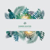 Trendy summer tropical with exotic palm leaves or plants and lighting effect on white background.  vector