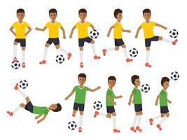 Soccer players, football sport athletes in actions. vector