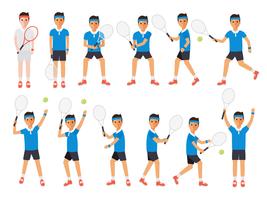 Tennis players, tennis sport athletes in actions. vector