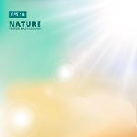 Sparkling sunlight and flares of light from the sides on a green background of nature. vector background 