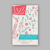 Adorable Music Poster Template With Jazz And Flowers  vector