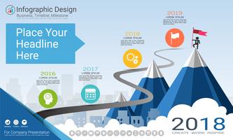 Plantilla de infografías de negocios, línea de tiempo de Milestone o Mapa de ruta con opciones de diagrama de flujo de proceso 4. vector