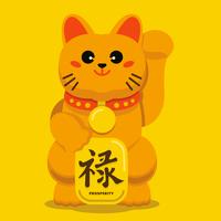 Mascota de Maneki Neko Lucky Cat Vector Illustration