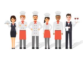 Chefs y equipo de restaurante. vector