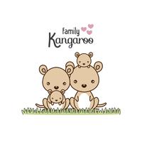 Kangaroo Family Father Mother and Newborn Baby.   vector