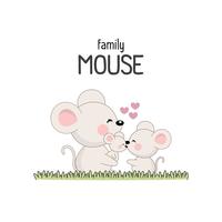 Mouse Family Father Mother and Newborn Baby. 