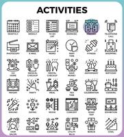 Daily Activities concept detailed line icons vector