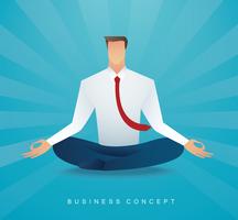 businessman sitting in lotus pose meditation. clearing his mind  vector