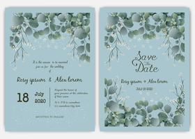 Invitación de la boda del verdor, invitación de la boda del eucalipto de la plantilla. vector