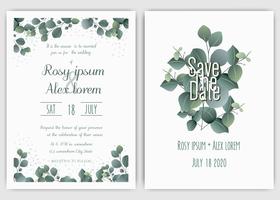 Greenery Wedding Invitation ,Template Eucalyptus  Wedding Invitation. vector