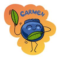 Cartoon Vector Illustration of Funny Blueberry Berry Fruits Food Comic Character Carmen dance