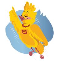 The bird superman flies. Vector illustration on white background