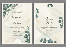 Greenery Wedding Invitation ,Template Eucalyptus  Wedding Invitation. vector