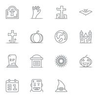 Icono lineal de halloween. Conjunto de pictogramas de los iconos de línea delgada. vector