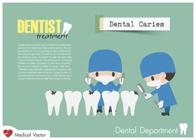Dentist check up your teeth and look for dental caries . Vector . Flat design .
