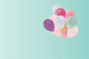 Tarjeta de cumpleaños con globos pastel. Ilustración vectorial vector