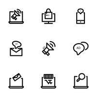 Simple set of outline Digital marketing thin icons for web. vector