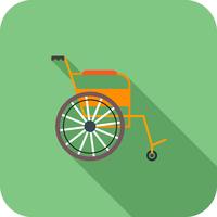 Wheel chair Flat Long Shadow Icon vector