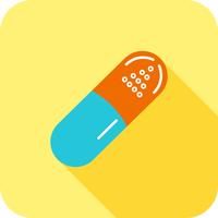 Pill Flat Long Shadow Icon vector