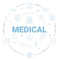 Modern icons medical and healthcare global communication comcept. Thin line design.  vector